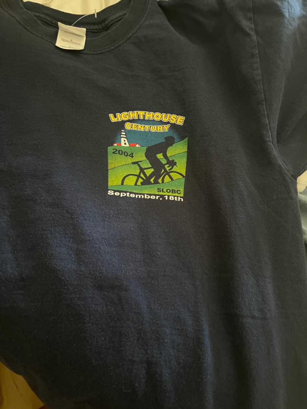 Gildan Black Tee with Yellow & Green Lighthouse Cycling Graphic